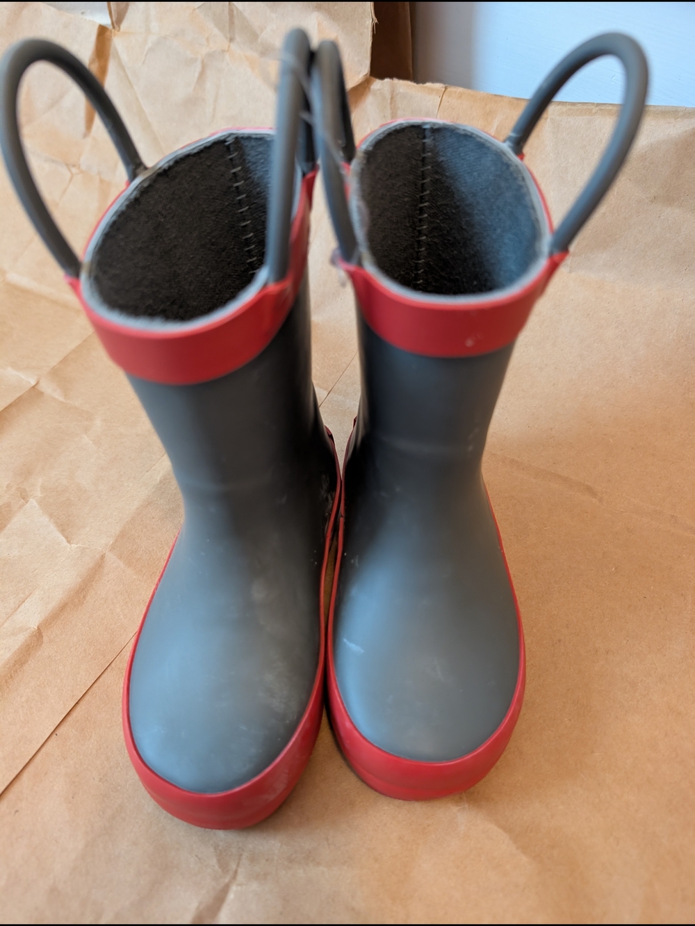 Tucker + Tate Black and Red Kids Pull-On Rain Boots